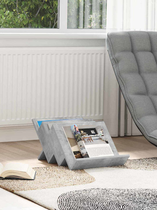 vidaXL Wooden Magazine Rack Gray 40x28.5x53cm