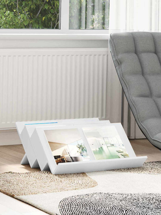 vidaXL Wooden Magazine Rack White 53x28.5x65cm