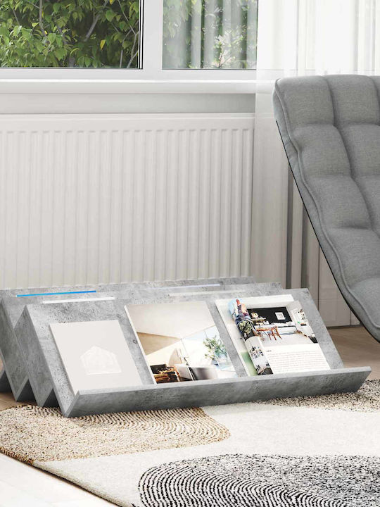 vidaXL Wooden Magazine Rack Gray 53x28.5x90cm