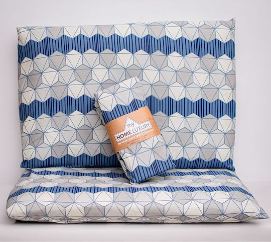 My Home Luxury Sheet Set with 1 Pillowcase Super-Double with Elastic 160x200+25cm. Light Blue 3pcs