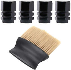 Set 4 Mercaton Hexagonal Caps Car Valves Aluminum 1.8 Cm Black Softtouch Brush Nylon Bristles Ergonomic Handle