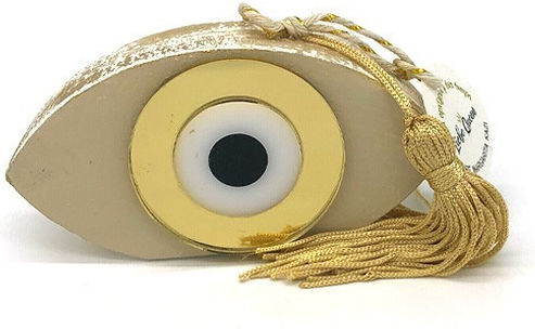 LiebeQueen În Lucrat manual Amulet Ochi Bej din Lemn 1buc