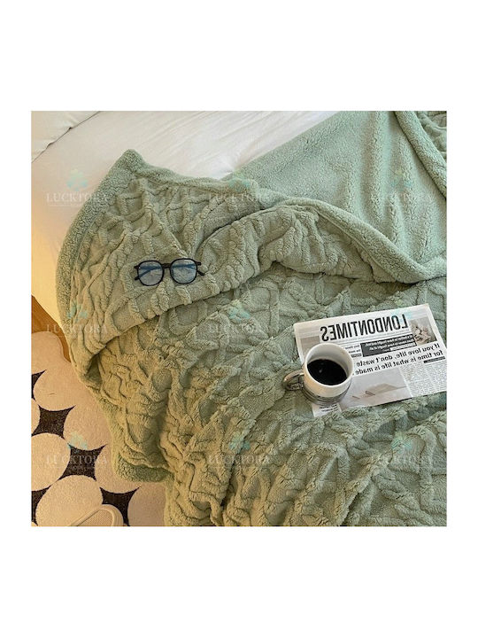 Lucktora Blanket Sherpa Fleece Single 160x220cm Green