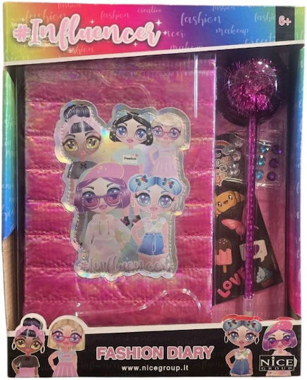 Nice Influencer Fashion Diary Iridescent Cover Stickers Crystals & Pencil Pom-pom 92053/92057 6+ Years
