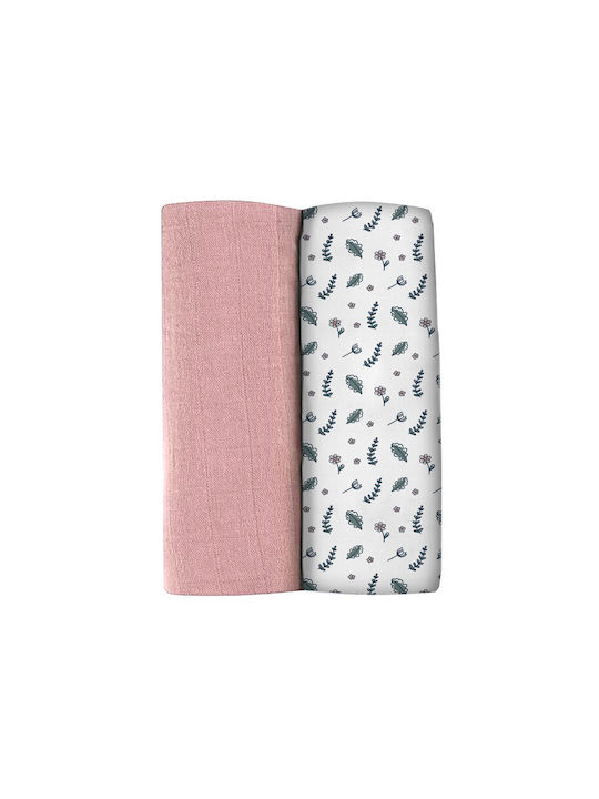 Beaba Muslin Swaddle Blanket Pink 120x120cm 2 P...