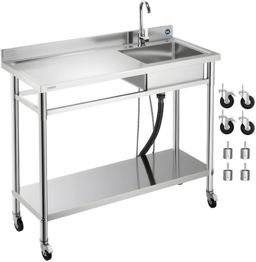 Vevor Chiuvetă comercială Single DSCDGZT120CMXH2J6001V0 120x50x105.5cm