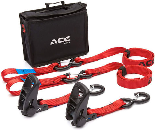 Acebikes Σέτ Ιμάντες Πρόσδεσης Μοτοσυκλέτας Μεταφορά Ratchet Premium Pack