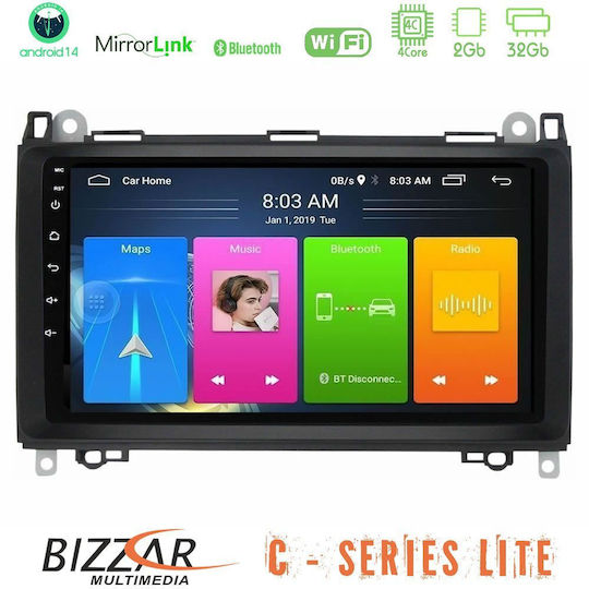Bizzar Sistem Audio Auto pentru Mercedes-Benz Vito / Sprinter / Un clasă / Clasa B / Viano 2004-2012 (Bluetooth/USB/AUX/WiFi/GPS/Apple-Carplay/Android-Auto) cu Ecran Tactil 9"