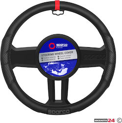 Sparco Husă Volan Auto din Piele ecologică Negru cu Cusătură Neagră