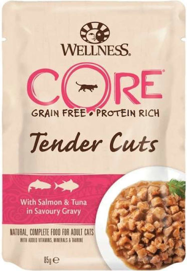 Wellness Tender Cuts Wet Food for Cats in Pouches with Salmon and Tuna 24x85gr