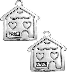 Metallisches Dekoratives Element Silber Haus 3x3cm M2026/7512