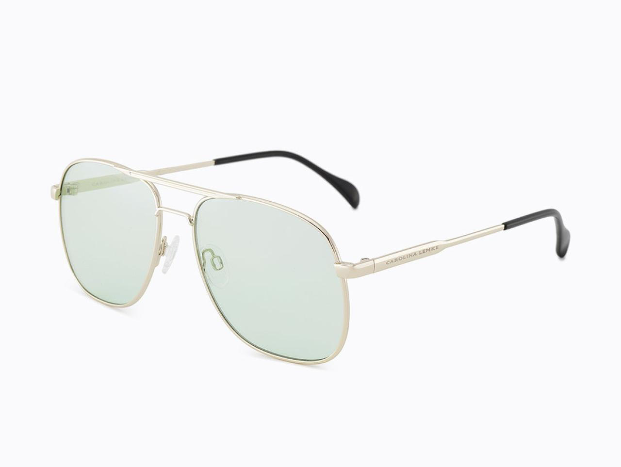 Carolina Lemke Unisex Gold Frame Sunglasses with Gradient Lens Carolina Lemke CL1407 Brown w/Gold Prescription Sunglasses main image 2