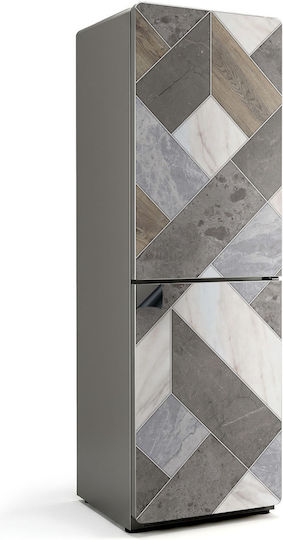 Magnetic Refrigerator Cover Aesthetic Finish Geometric Pattern Tiles 60x190 Cm
