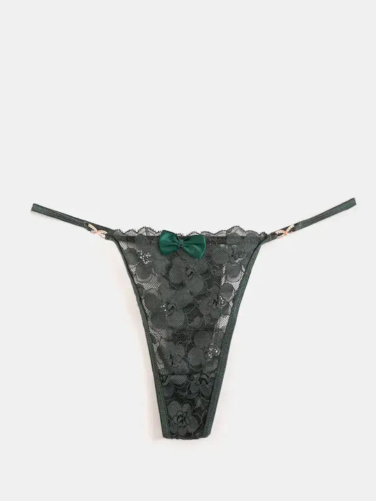 Damen-Slips String Spitze Grüne Größe XL