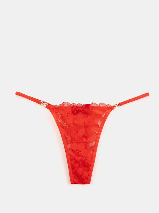 Damen-Slip Zeichenfolge Spitze Rot Größe XL