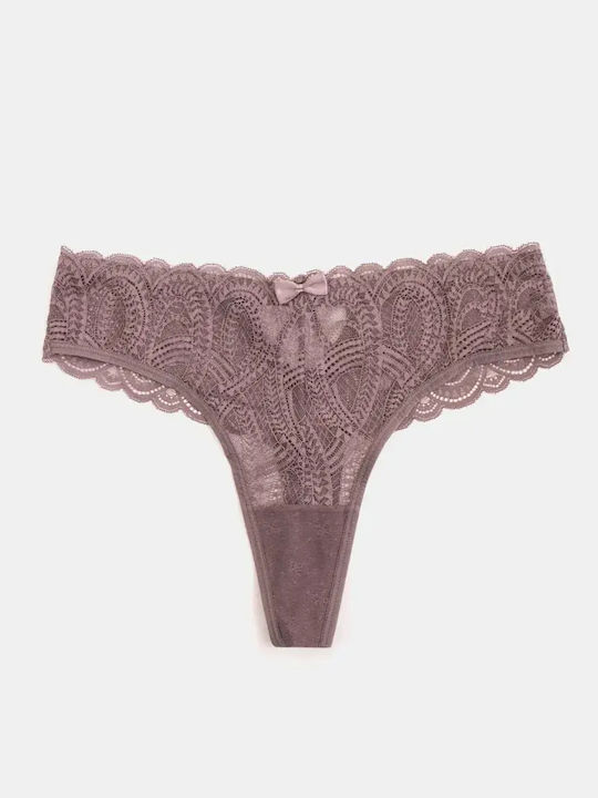 Κιλοτάκι String Δαντελωτό Taupe Μέγεθος Xl