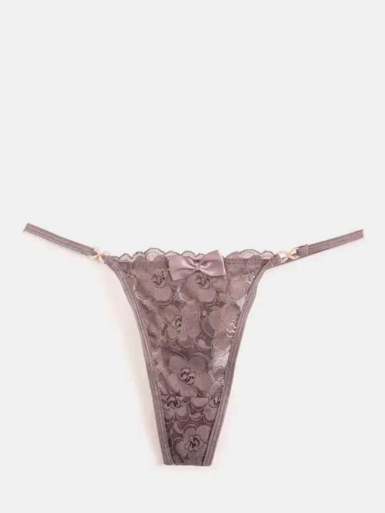 Damen-Slip Zeichenfolge Spitze Taupe Größe Xl