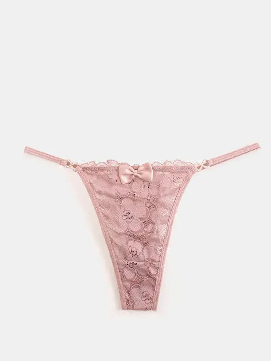 Damen-Slips Zeichenfolge Spitze Dusty Rose Größ...
