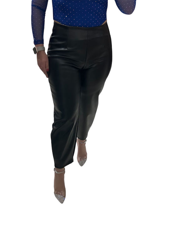 Women's High-waisted Fabric Trousers Black