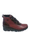 Leather Women's Ankle Boots Platform Burgundy