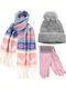 Frauen Set mit Beanie Gestrickt in Rosa Farbe