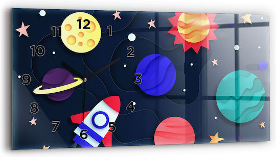 Tulup Ceas de perete pentru copii Universul copiilor din sticlă 60x30cm