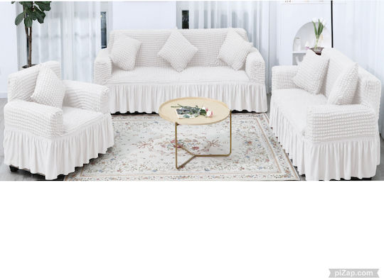 Elastische Abdeckung für Wohnzimmerset White 3Stück 244-456