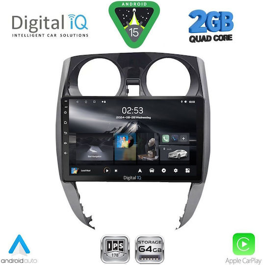 Digital IQ Ηχοσύστημα Αυτοκινήτου για Nissan Note 2012-2020 (Bluetooth/USB/WiFi/GPS/Apple-Carplay/Android-Auto) με Οθόνη Αφής 10"