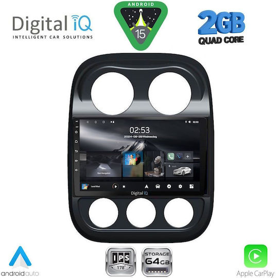 Digital IQ Car Audio System for Jeep Compass / Patriot 2007-2016 (Bluetooth/USB/WiFi/GPS/Apple-Carplay/Android-Auto) with Touch Screen 10"