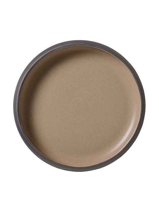 Fine Plate Soup Ceramic Brown with Diameter 25cm 6pcs