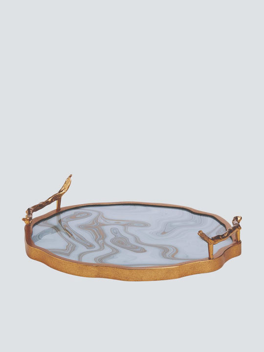 Στρογγυλός Wedding Tray made of Plastic Gold 1pcs
