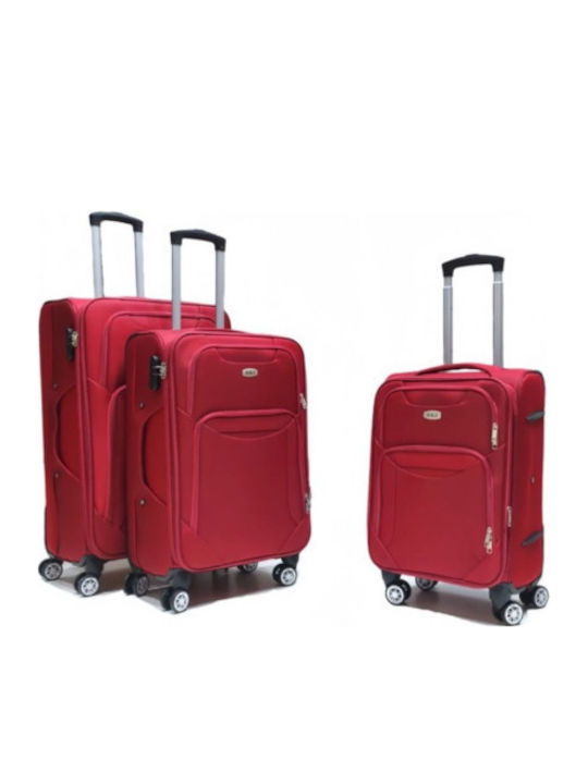 Jetbags Rz8024 Комплект Текстилни Куфари За Пътуване 3 Броя 4 Колела и Заключване Бордо