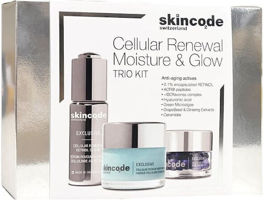 Skincode Cellular Renewal Moisture & Glow White Trio Kit Skin Care Set for Αnti-ageing, Moisturizing & Brightening 3pcs
