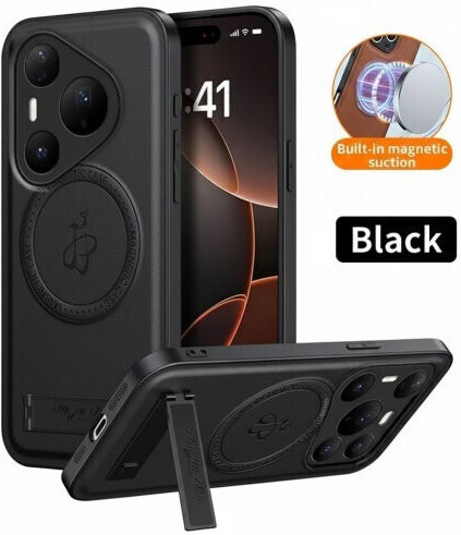 Luxury Hybrid Back Cover Leather Black (Huawei Pura 80 Ultra)