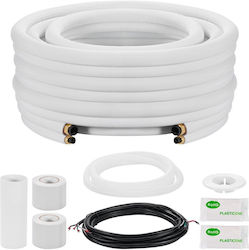 Vevor Mini Trennrohre Set 15,2m Kupferrohr Ac Od 6,4 & 9,5mm Weiß Isoliertes Pe Spule 3/8 Muttern Breite Verstärkte Komponenten Mini Trennsystem HVAC Oder Wärmepumpe