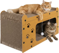3 In 1 Cat House Zola Scratching Space 2 Toys Hdf Material Corrugated Cardboard 29.5 X 56 X 27 Cm Brown