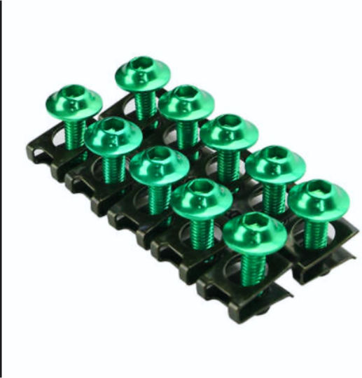 10 Quantity Decorative M6 6mm Motorcycle Fairing Bolts Yamaha Honda Suzuki Ktm Green