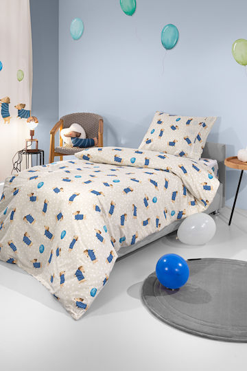Saint Clair Bettwäsche-Set Einzel Baumwolle Pet Pet Blue 115x170cm 3Stück