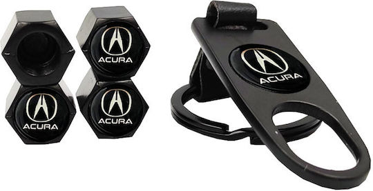Autoventilkappen Schlüsselanhänger Acura Schwarz 5 Stücke