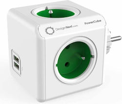 DesignNest PowerCube 4 Гнезда Зелен DesignNest PowerCube 4 Гнезда Зелен