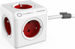 DesignNest PowerCube 5 Позиции с Кабел 1.5м Червен DesignNest PowerCube 5 Позиции с Кабел 1.5м Червен
