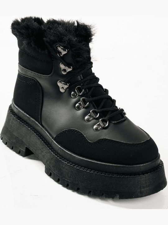 Stiefeletten Damen mit Pelz Schwarz