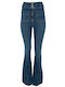High Waist Women's Jean Trousers Flared in Slim Fit Blue