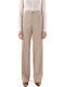 Faux Women's High-waisted Fabric Trousers in Wide Line Beige (sand)