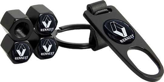 Car Valve Caps Keychain Renault Black 5 Pieces