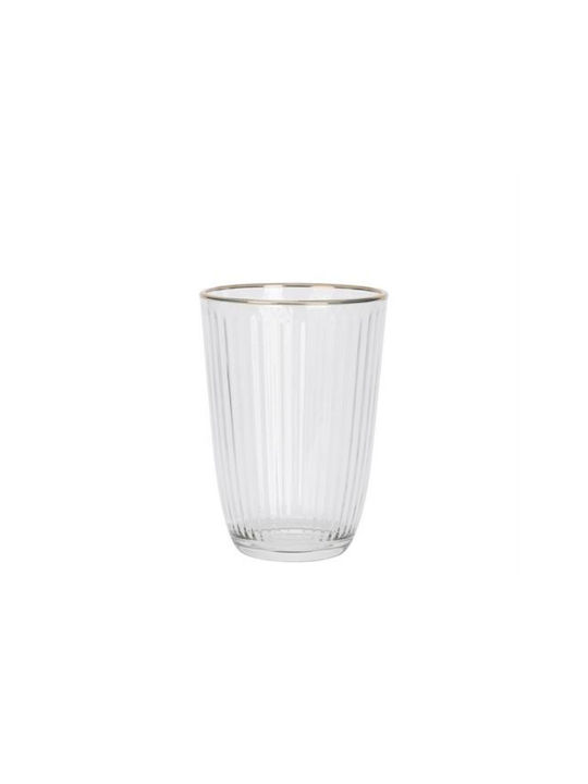 Set 6 Pieces Glass Glasses Gold Stripe 8.5x12cm Z26599 Kz343
