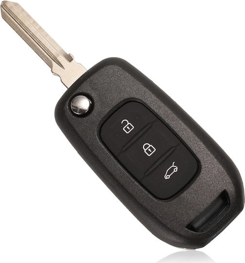 Techstar Car Key Cover Case Compatible Dacia Renault 3 Buttons Flip Type VA2 Blade