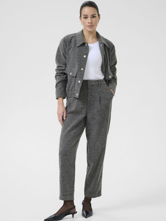Damen Hoch tailliert Stoff Hose Grey