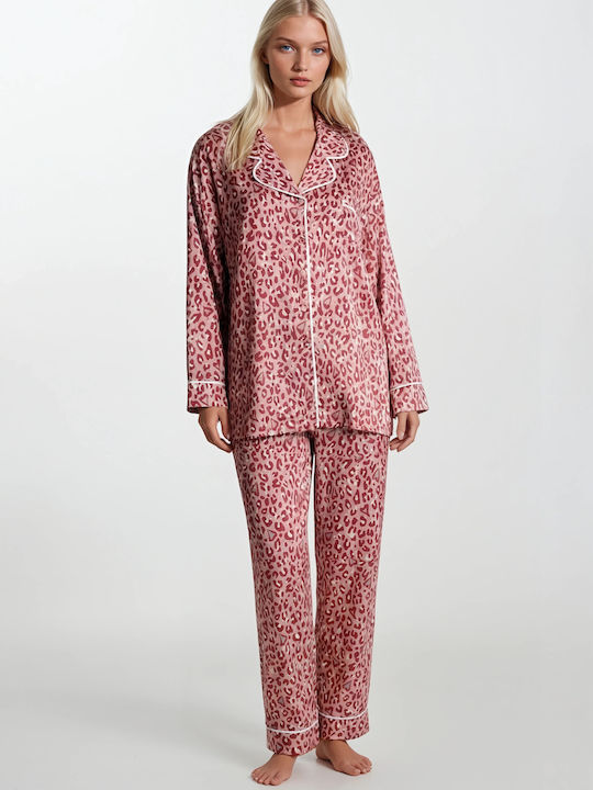 Pink Label Winter Damen Pyjama-Set Pink