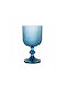 Cryspo Trio Noris Set of Glasses Water / Red Wine made of Glass in Blue Color Stemmed 350ml 6pcs